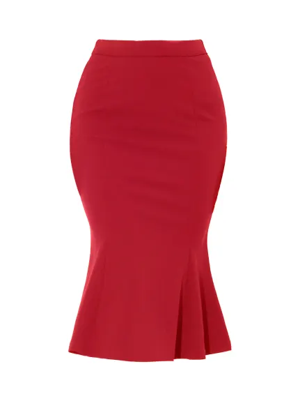 Allegra K- Hight Waist Fishtail Midi Skirt