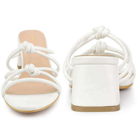 Allegra K- Strappy Knotted Block Heel Slides Sandals