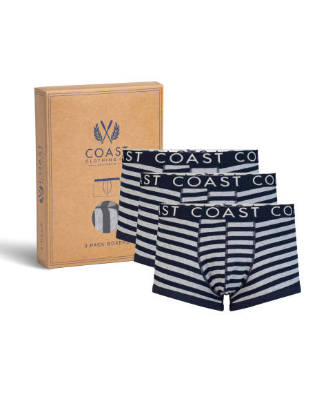 Coast Clothing Co. - Lot de 3 boxers à rayures