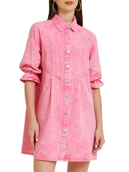 INSPIRE CHIC - Babydoll Mini Jean Shirt Dresses