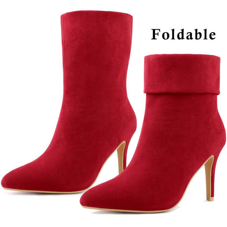 Allegra K - Pointed Toe Foldable Ankle Sock Boots