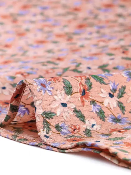 Allegra K- Robe chemise florale à manches longues et col contrasté vintage