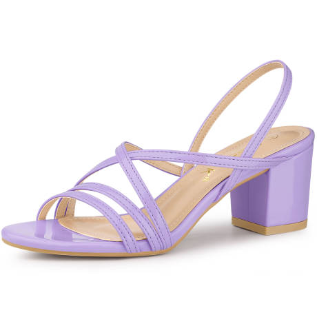 Allegra K- Strappy Slingback Chunky Heels Slide Sandals