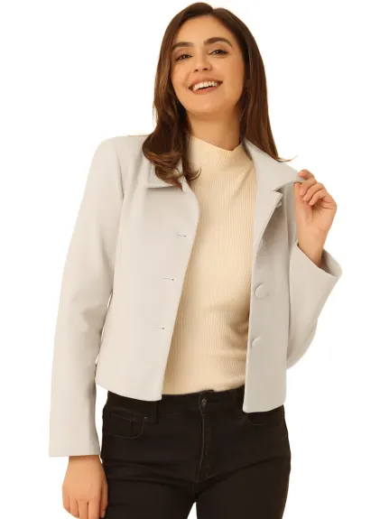 Allegra K- Manteau court à simple boutonnage et col en pointe avec poches