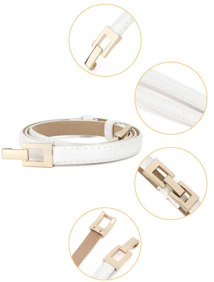 Allegra K- Adjustable Thin High Waist Belt Square Buckle