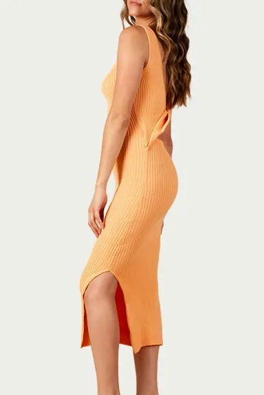 LUCCA - Amaryllis Open-Back Ribbed Knit Midi Dress