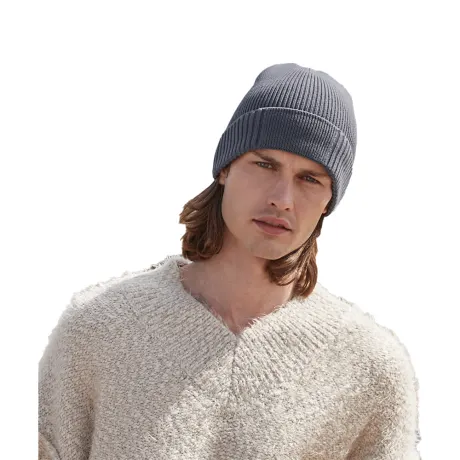 Beechfield - Unisex Adult Natural Cotton Engineered Patch Beanie