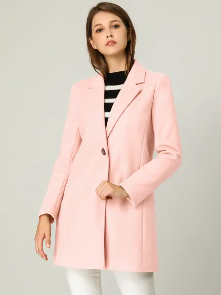 Allegra K- Classic Notched Lapel Long Overcoat