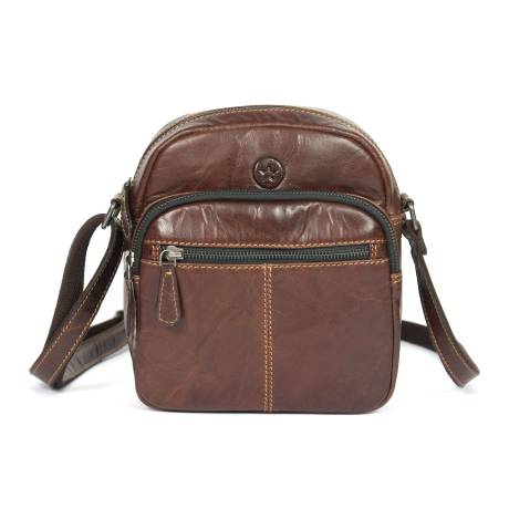 Aaron Leather Goods-Sac messager en cuir Polaris - Marron foncé