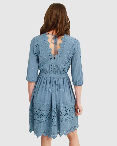 Belle & Bloom Sweet Talk Eyelet Mini Dress