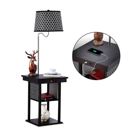 Madison Table & Led Lamp Combo With Usb Port And Outlet
