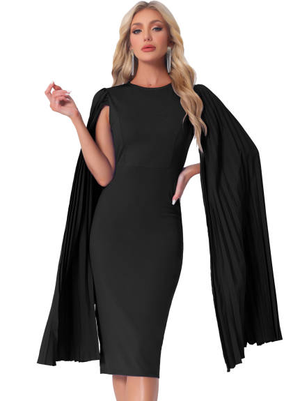 Allegra K - Cloak Sleeve Evening Pencil Cape Dress