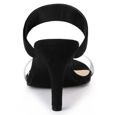 Allegra K - Clear Strap Stiletto Heel Slides Sandals