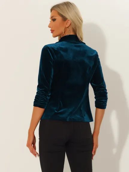 Allegra K- Cardigan ouvert sur le devant à col à revers en velours