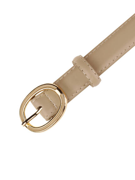 Allegra K- Faux Leather Belt with Gold Buckle