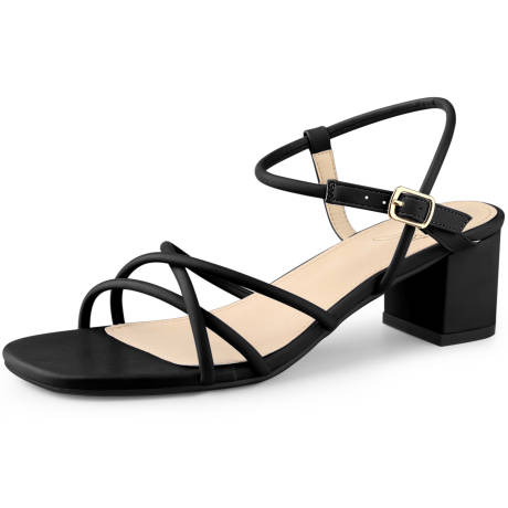 Allegra K- Strappy Open Toe Slingback Low Heel Sandals