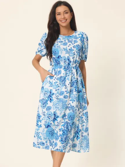 Seta T - Summer Cutout Waist Floral Dress