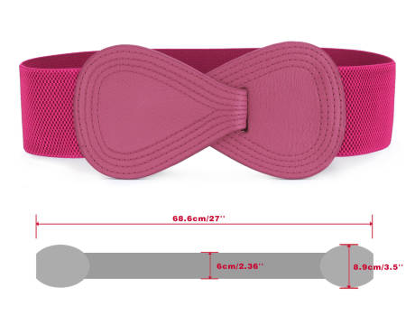 Allegra K- Interlock 8-Shaped Buckle Elastic Belt