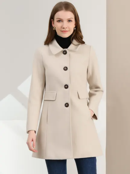 Allegra K - Manteau mi-long à simple boutonnage et col à revers