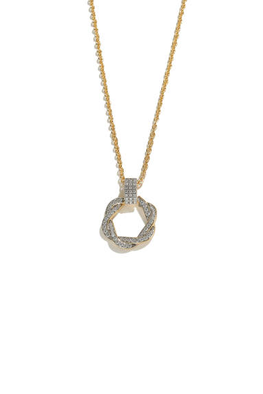 Classicharms-Ysabel Pavé Eternité Collier pendentif à anneaux torsadés