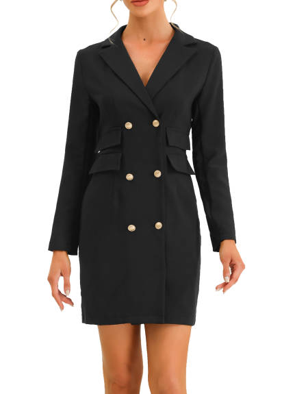 Allegra K- Robe blazer élégante avec poches