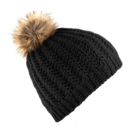 Beechfield - Ladies/Womens Faux Fur Pom Pom Winter Beanie