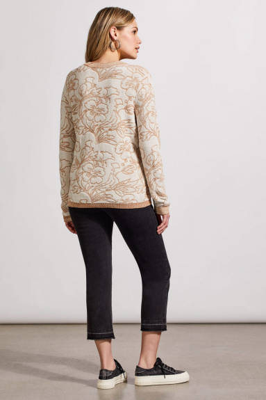 Tribal - Jacquard Long Sleeve Scoop Neck Sweater