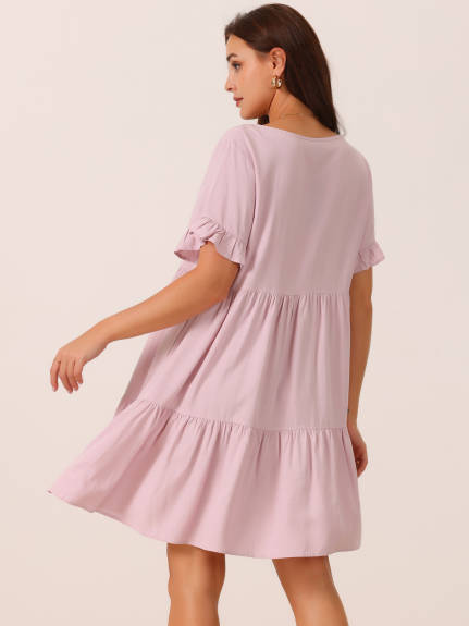 Allegra K - Summer Ruffle Casual Babydoll Dress