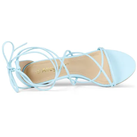 Allegra K - Strappy Kitten Heel Lace Up Sandals