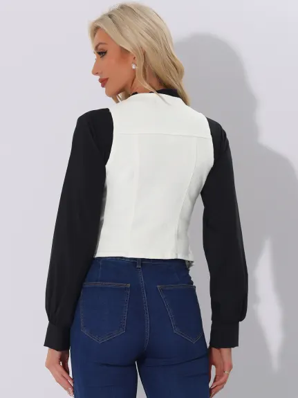 Allegra K- V veste en Jean délavé