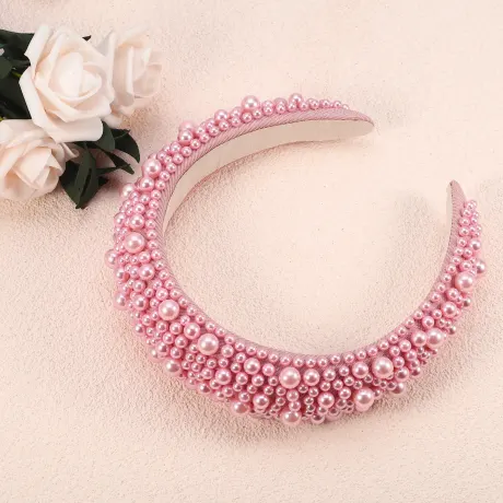 Unique Bargains - Faux Pearls Wide Padded Headband