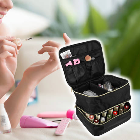 Unique Bargains- Nail Polish Double Layer Makeup Organizer Travel Case