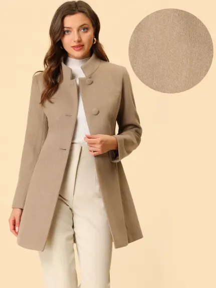Allegra K - Manteau long à simple boutonnage et col montant