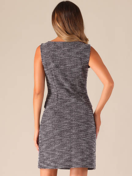 Allegra K - Sleeveless Tweed Bodycon Mini Dress