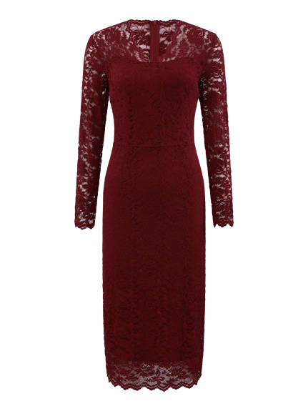 Hobemty - Floral Lace V-Neck Bodycon Dress