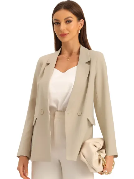 Allegra K - Double Breasted Classic Office Blazer