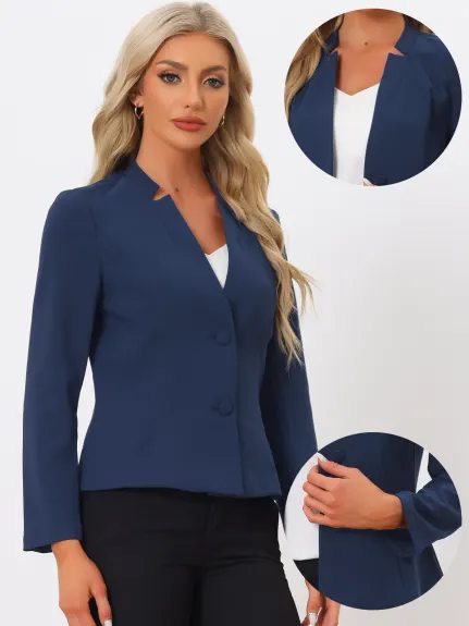 Allegra K- Notched Collar Two Buttons Suit Blazer