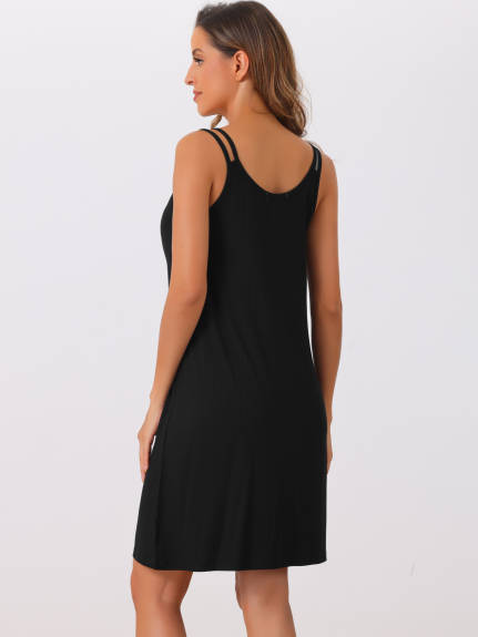 Cheibear - Sleeveless Modal Chemise Dress Nightgown