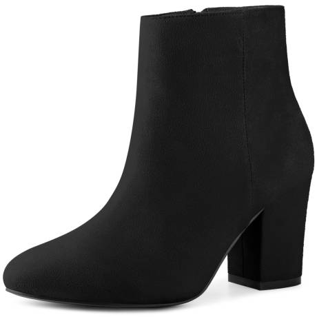 Allegra K - Classic Round Toe Chunky Heeled Ankle Boots