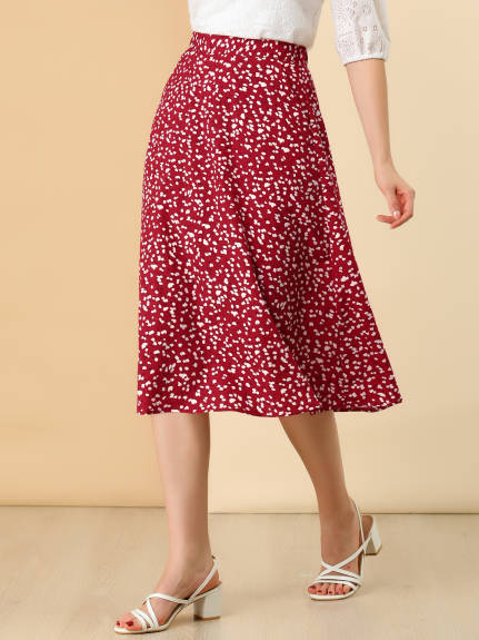 Allegra K- A-Line Floral Chiffon Midi Skirt