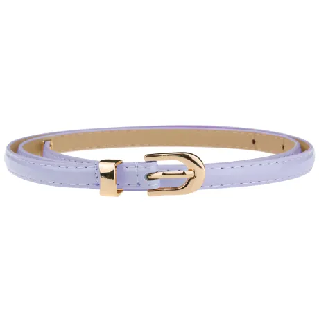 Allegra K- Skinny PU Leather Belt with Gold Metal Buckle