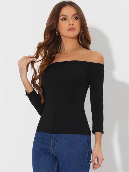 Allegra K - Slim Fit Off Shoulder Tops