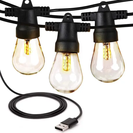 Ambience Pro Led Non-hanging Bulb String Lights - S14 Bulb, 1w, 24.5 Ft, 2700k, Usb-powered