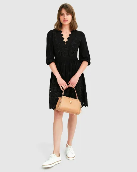 Belle & Bloom Sweet Talk Eyelet Mini Dress