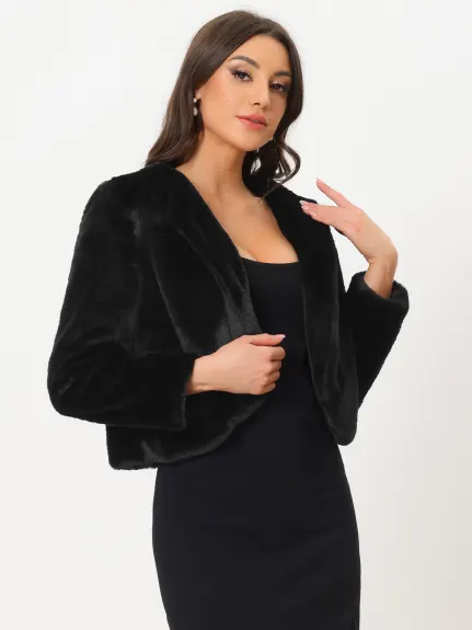 Allegra K- veste en fausse fourrure ouverte