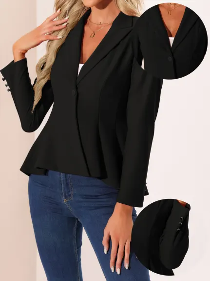 Allegra K - Single Button Dressy Peplum Blazer