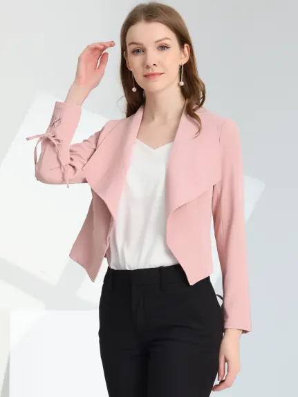 Allegra K- Open Front Crop Blazer Jacket