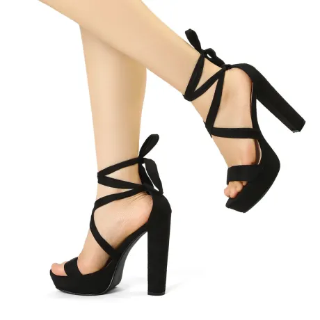 Allegra K- Lace Up Platform Heel Sandals