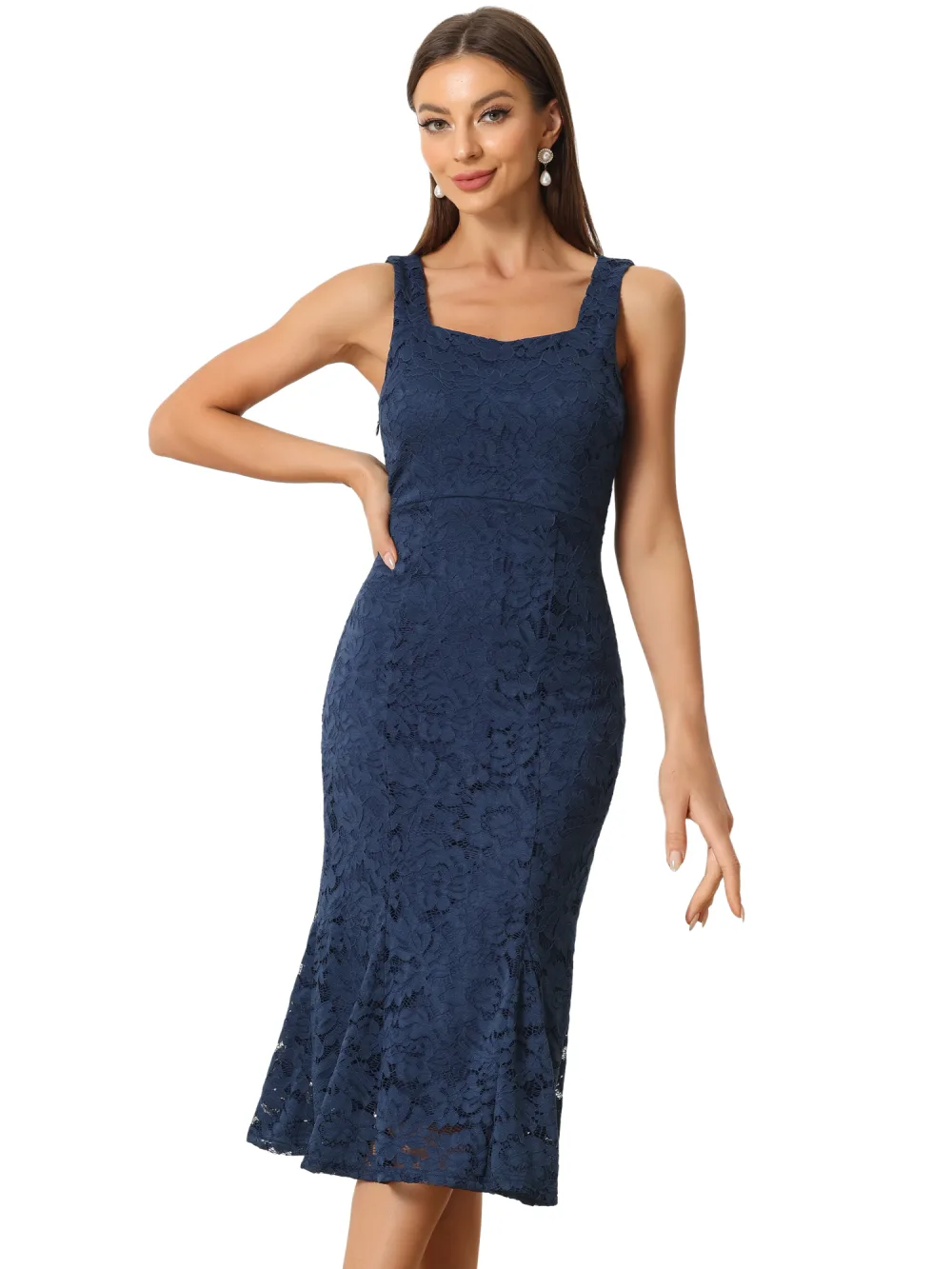 Allegra K - Sleeveless Lace Fishtail Dress Elegant Outfits