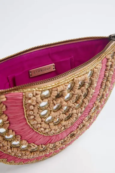 ETHNiQUE - Sandia Raffia Clutch Wristlet Bag